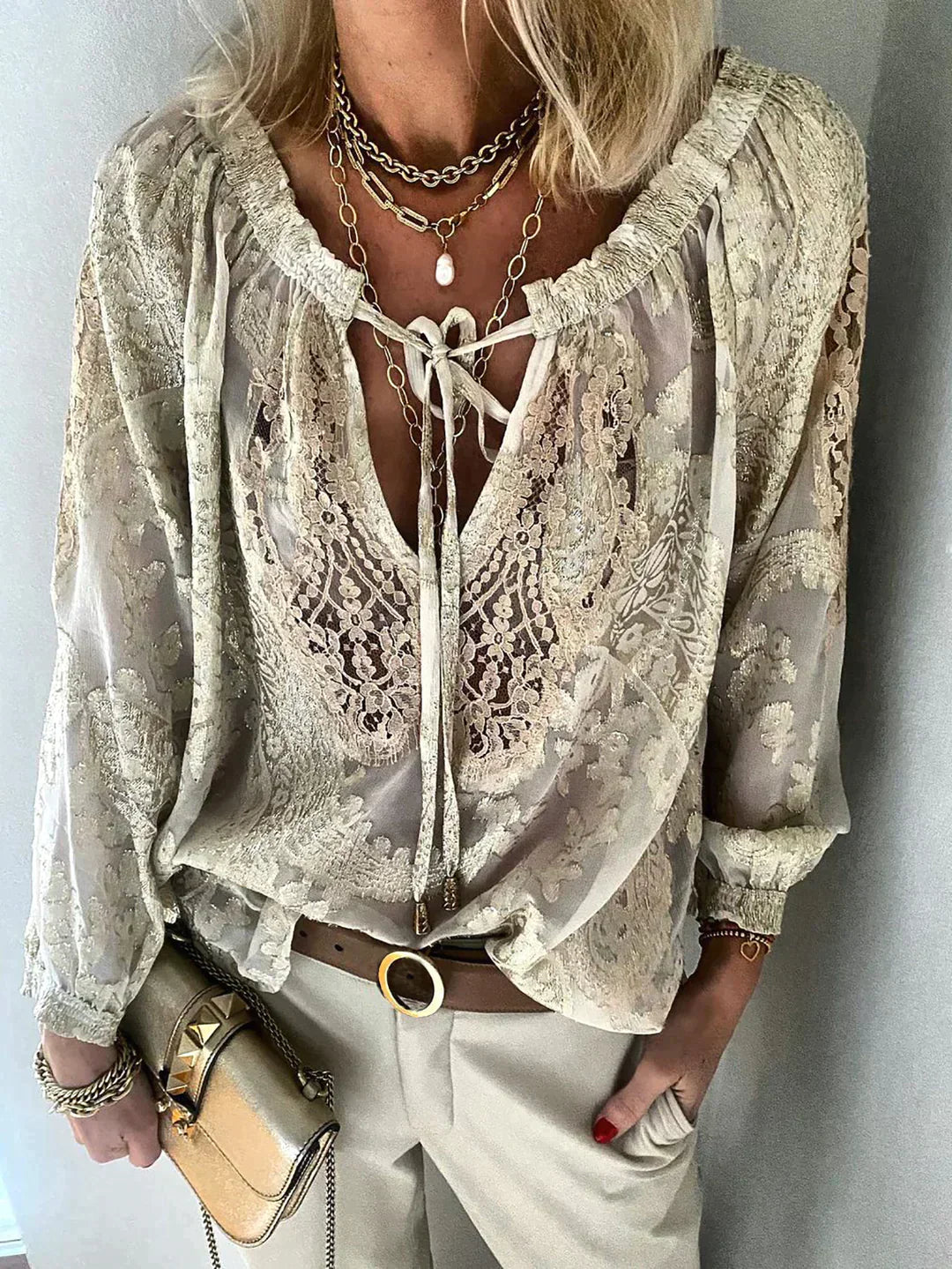 JULIETTE™ | LONG V-NECK BLOUSE main image 0