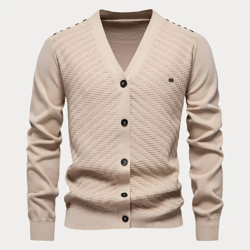Olivier | Winter cardigan voor heren met V-hals en knoopsluiting