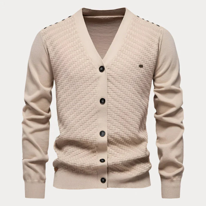 Olivier | Winter cardigan voor heren met V-hals en knoopsluiting
