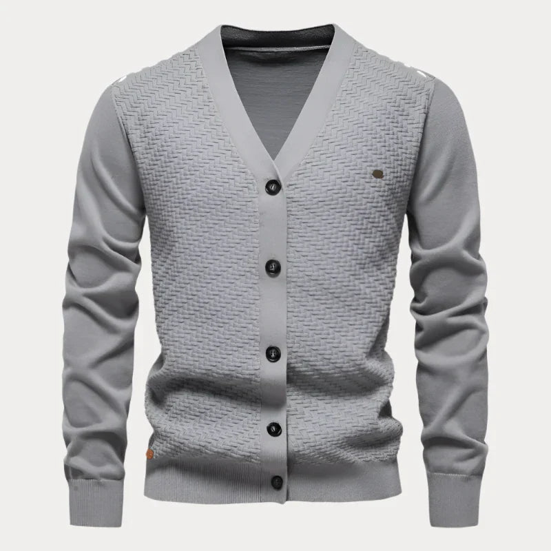 Olivier | Winter cardigan voor heren met V-hals en knoopsluiting