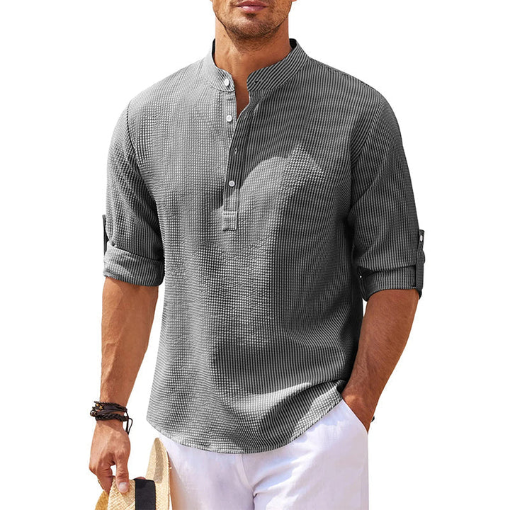 Heren linnen henley overhemd lange mouw – Tijdloze eenvoud met ademend comfort en een relaxte pasvorm