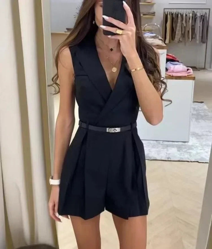 Naomi - Dames Mouwloze Korte Jumpsuit