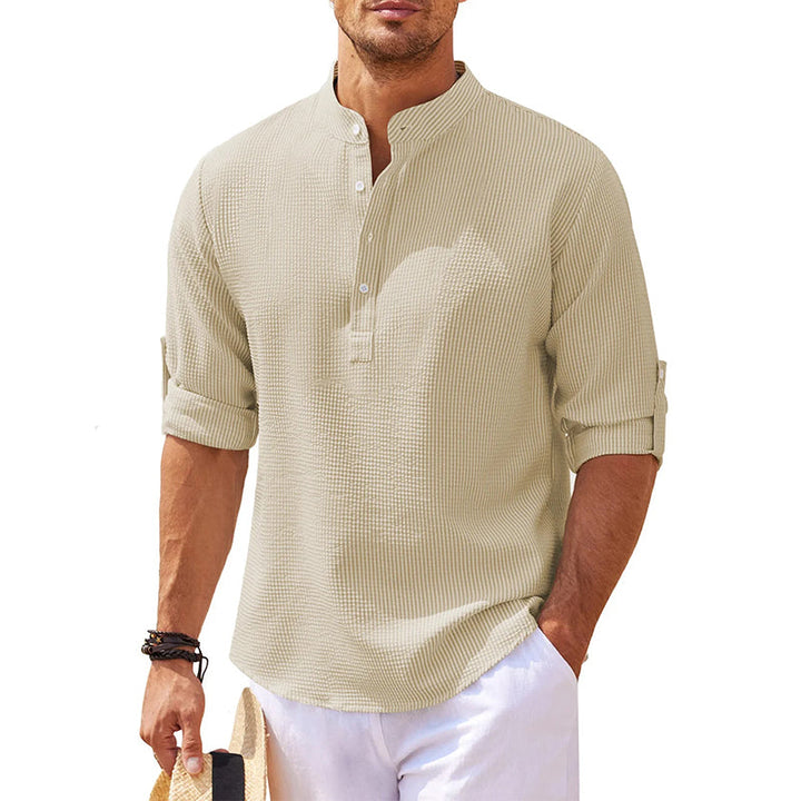 Heren linnen henley overhemd lange mouw – Tijdloze eenvoud met ademend comfort en een relaxte pasvorm