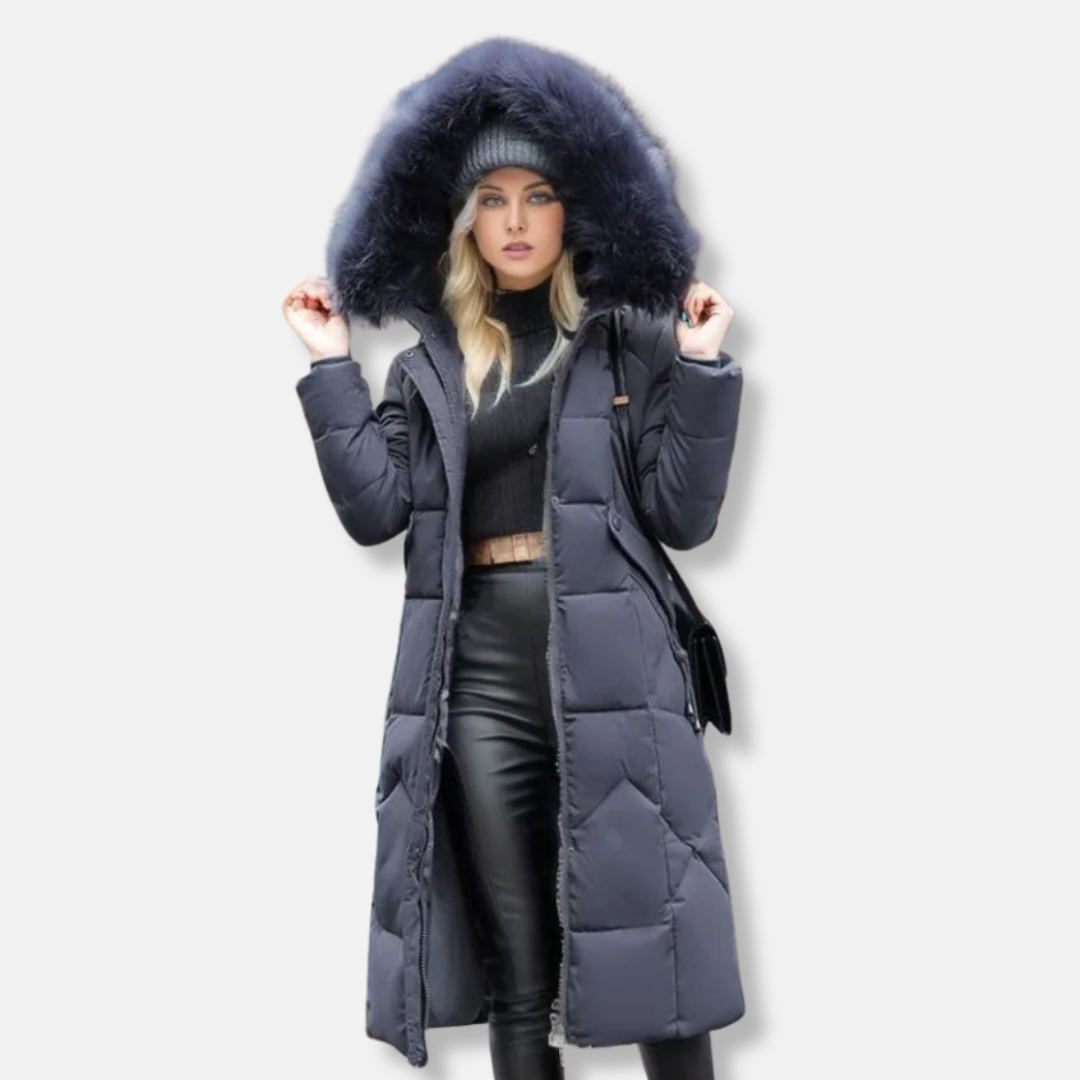 Mariot | Lange pufferjas met gewatteerd design voor dames