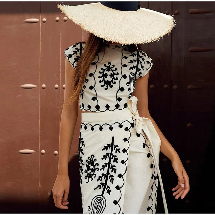 Mara - Dames Crop Top en Rok Set - Trendy Tweedelige Combinatie