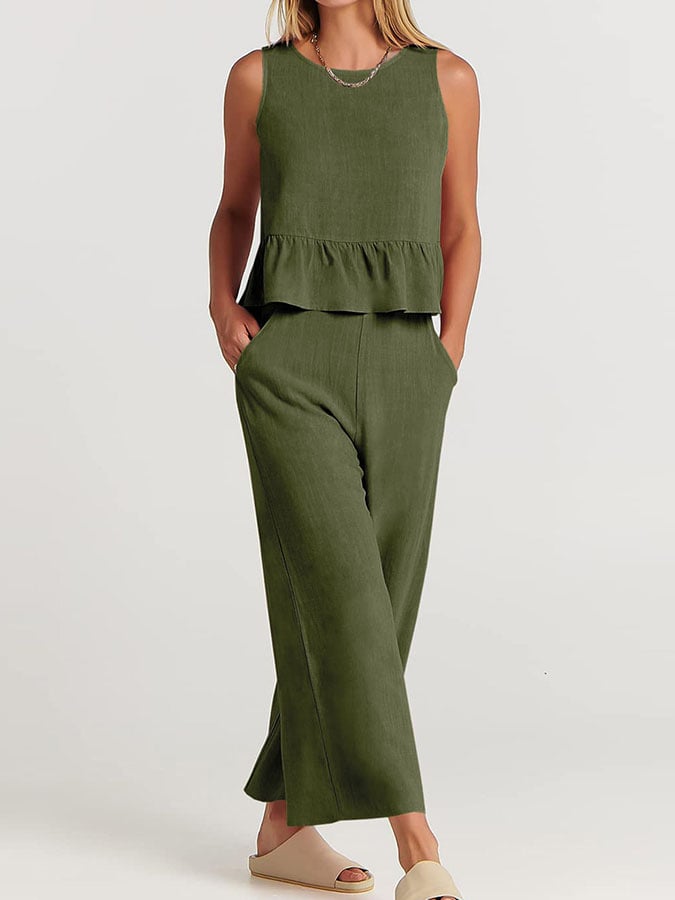 Lize - Dames Elegante Set - Tweedelige Outfit met Ruches Details
