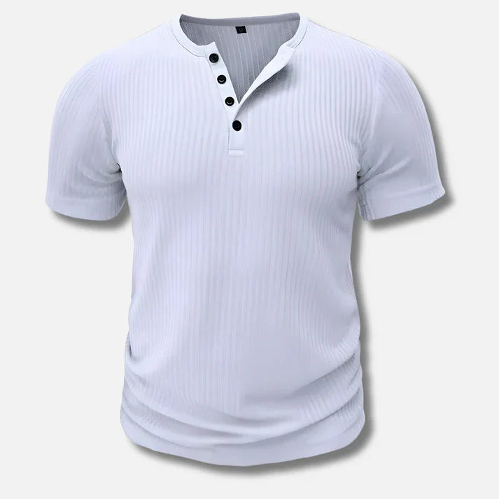 Dario | Lichtgewicht ademend katoenmix zomershirt voor heren met verfijnde Henley-hals