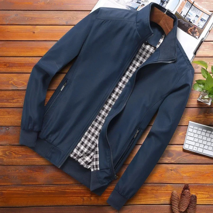 Théo | Winddichte ademende polyester zomerjas voor heren met gestructureerd kraagdesign