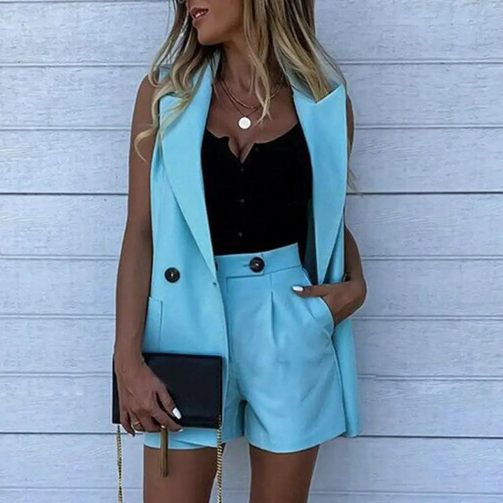 Nina - Dames Colbert en Shorts Set - Trendy en Luchtig voor de Zomer