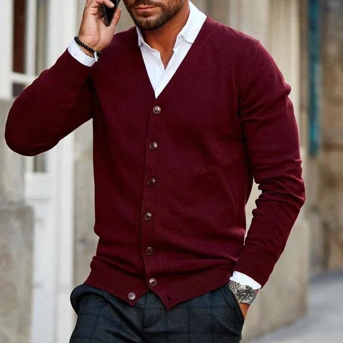 Marc | Zacht duurzaam katoenen herfst cardigan voor heren met casual elegant ontwerp