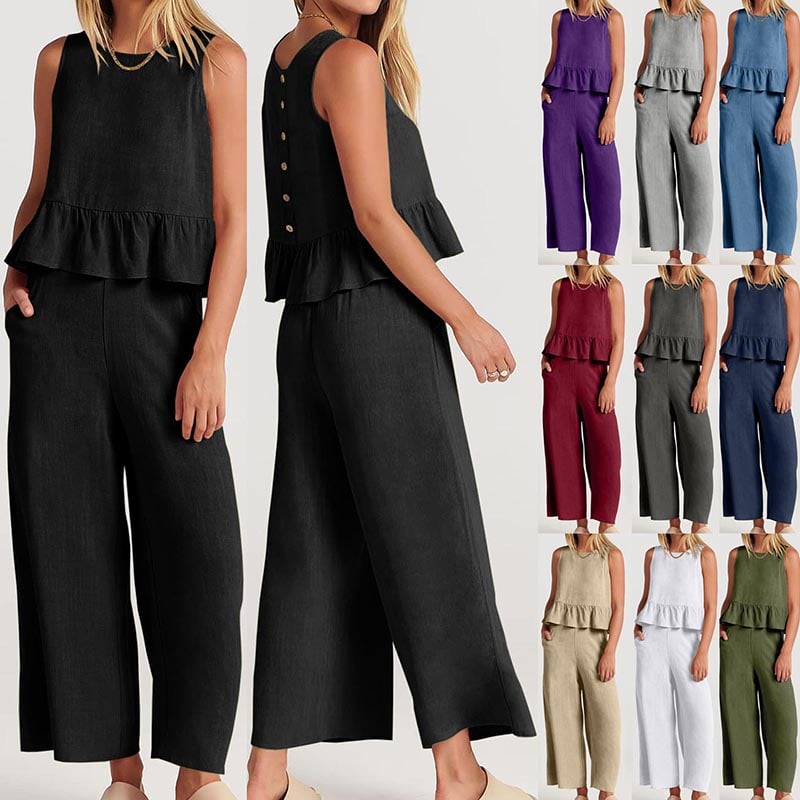 Lize - Dames Elegante Set - Tweedelige Outfit met Ruches Details