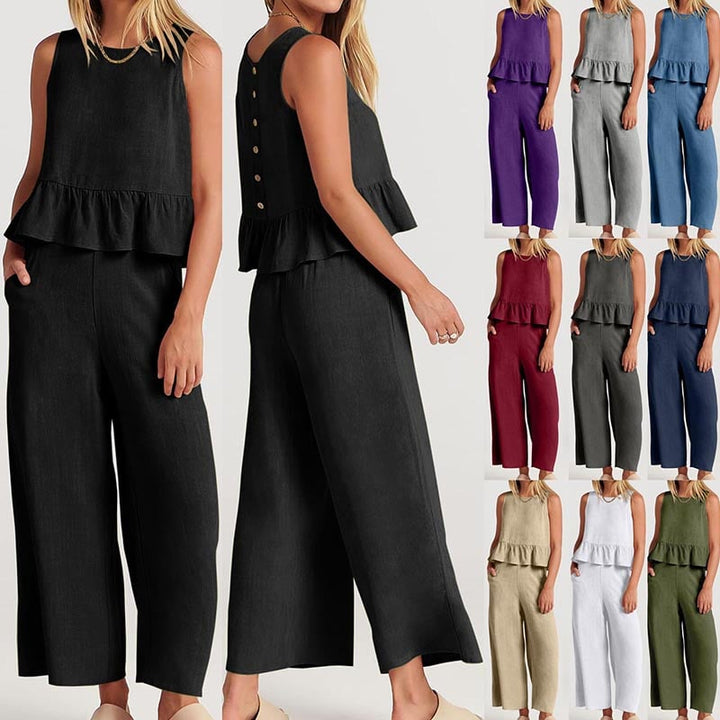 Lize - Dames Elegante Set - Tweedelige Outfit met Ruches Details