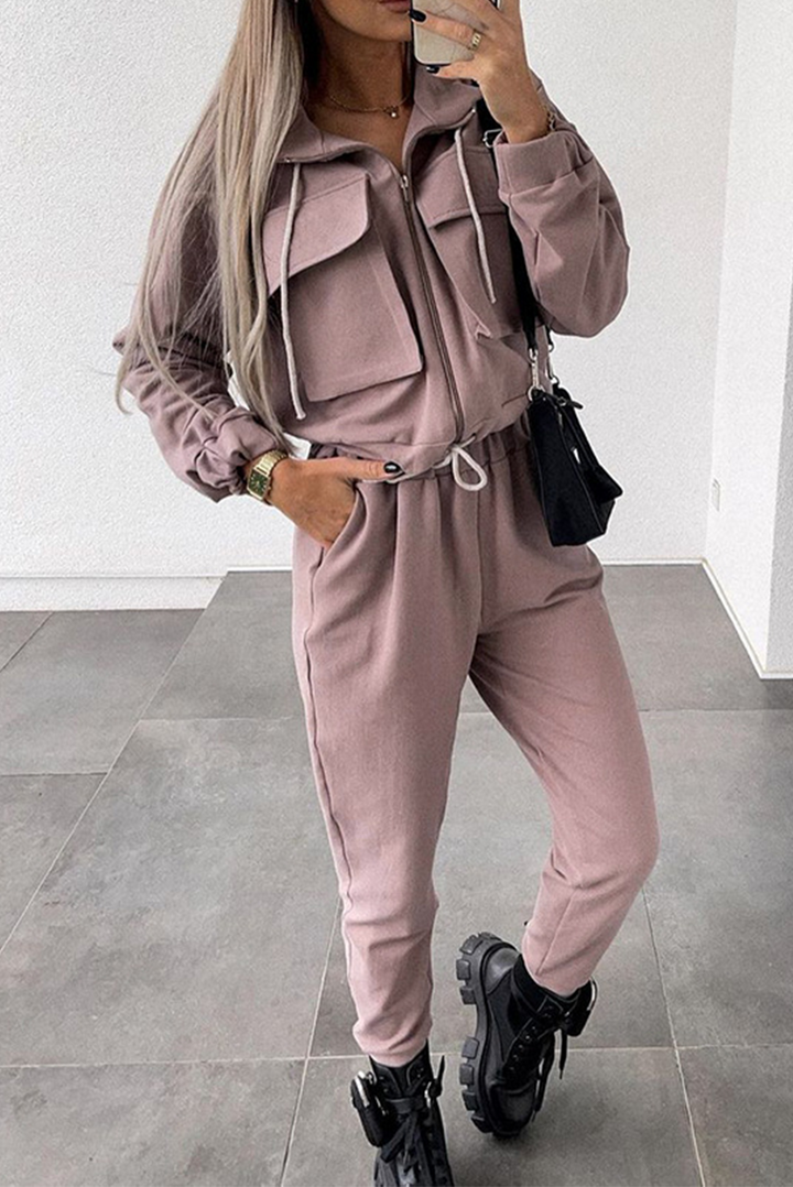 Lotte - Dames Tweedelige Set - Casual met Kraag, Ritssluiting en Lange Mouwen