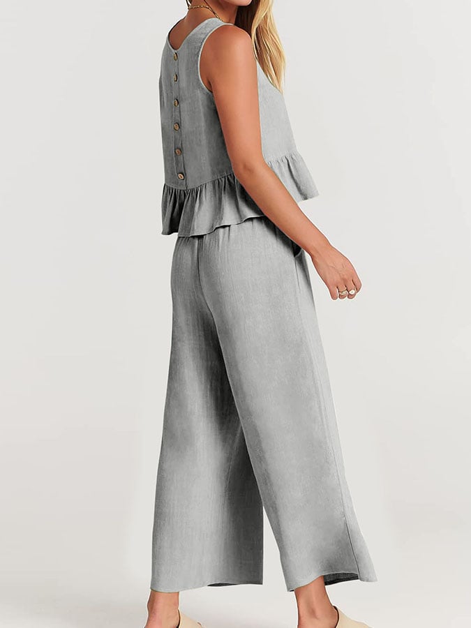 Lize - Dames Elegante Set - Tweedelige Outfit met Ruches Details