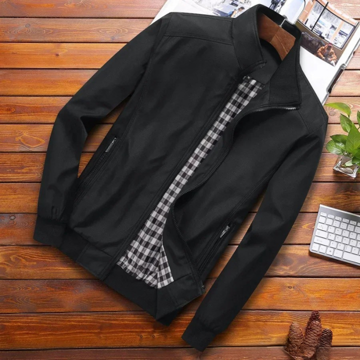 Théo | Winddichte ademende polyester zomerjas voor heren met gestructureerd kraagdesign