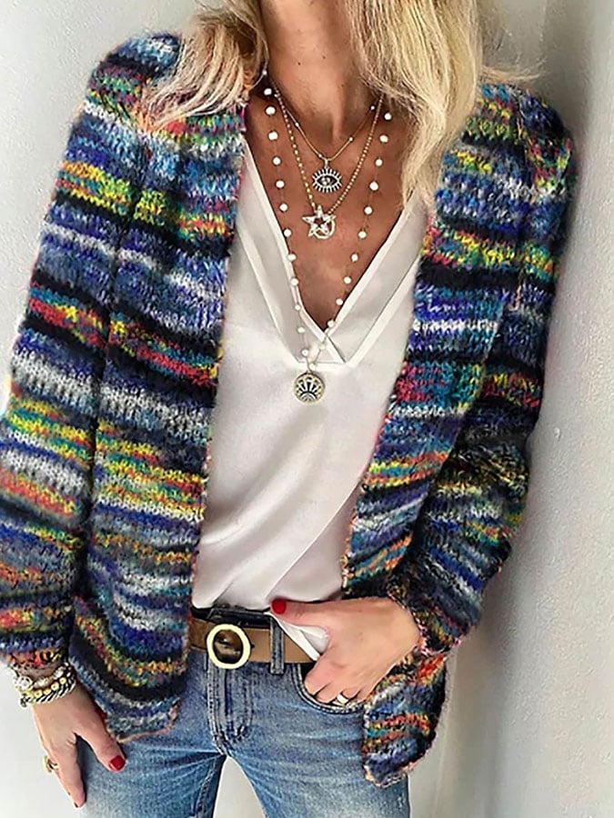 Isolde - Regenboog Gebreide Cardigan - Levendig & Trendy