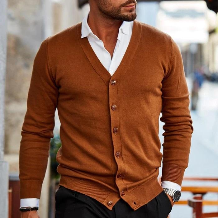 Marc | Zacht duurzaam katoenen herfst cardigan voor heren met casual elegant ontwerp