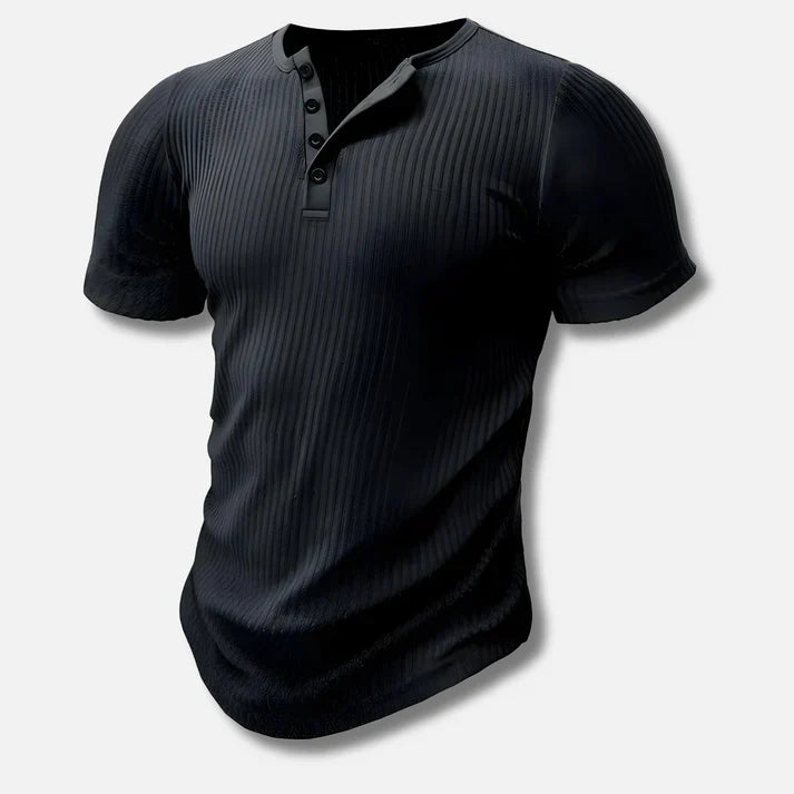Dario | Lichtgewicht ademend katoenmix zomershirt voor heren met verfijnde Henley-hals