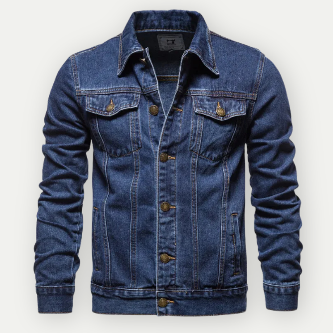 Damian | Robuust denim herfstjack voor heren met klassieke truckerstijl