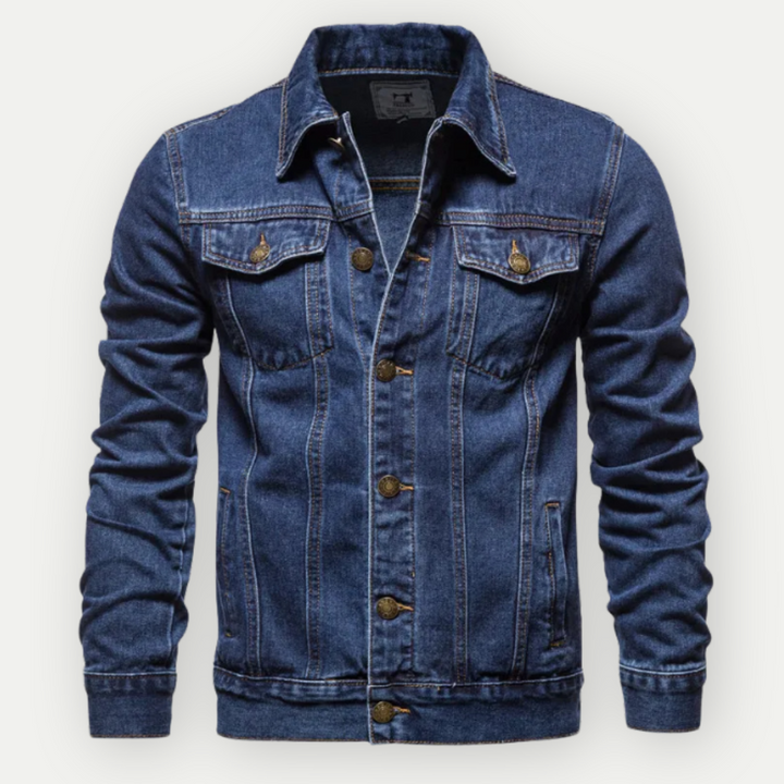 Damian | Robuust denim herfstjack voor heren met klassieke truckerstijl