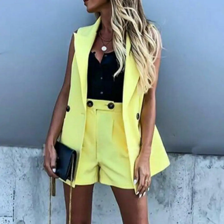 Nina - Dames Colbert en Shorts Set - Trendy en Luchtig voor de Zomer