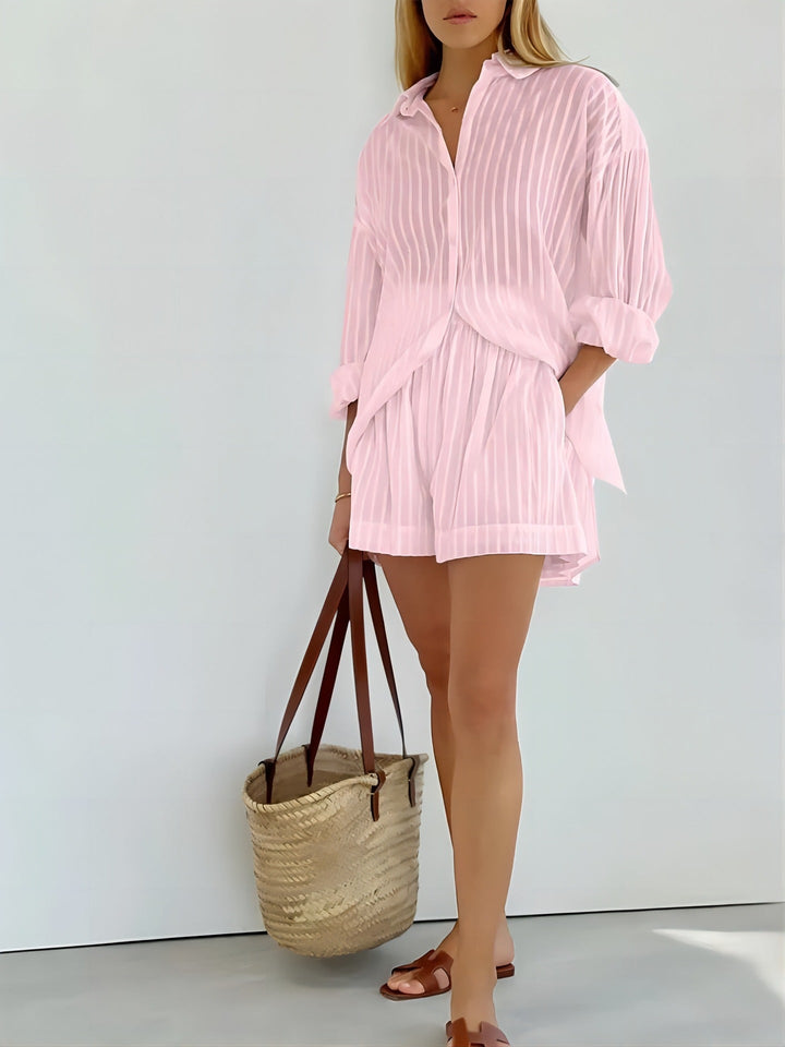 Mara - Dames Gestreepte Blouse en Broek Set - Trendy en Comfortabel
