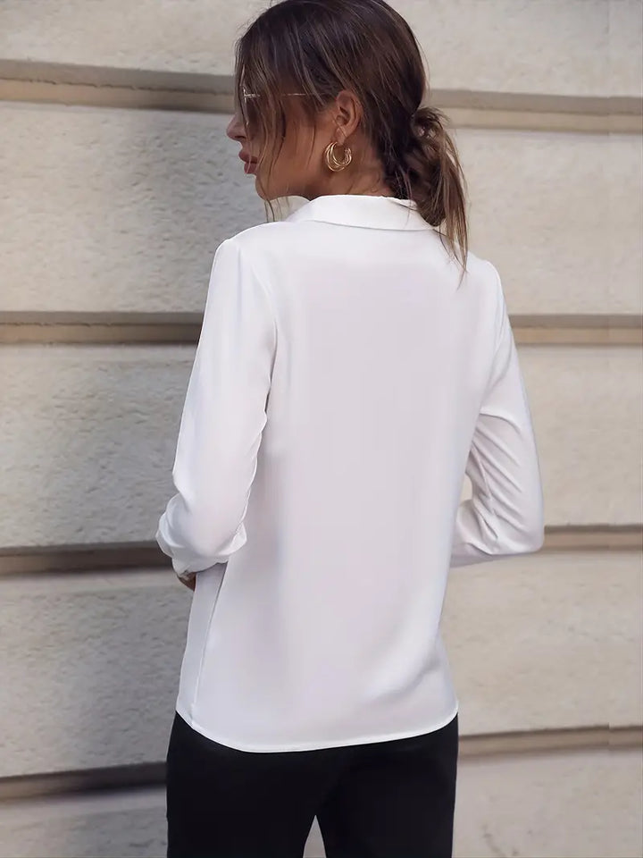 Lina Damesblouse – Elegante Effen Blouse met Lange Mouwen