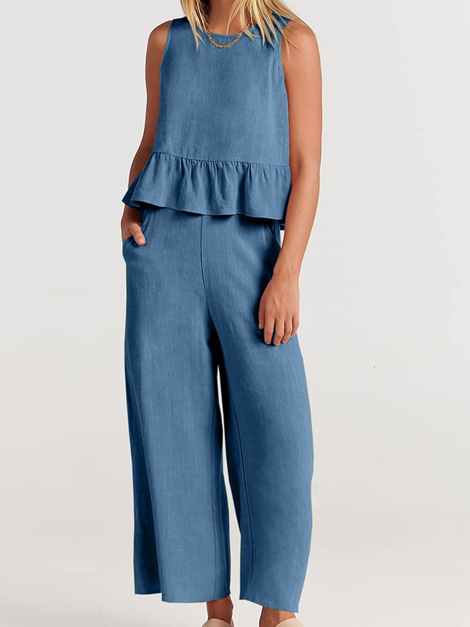 Lize - Dames Elegante Set - Tweedelige Outfit met Ruches Details