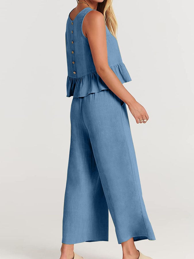 Lize - Dames Elegante Set - Tweedelige Outfit met Ruches Details