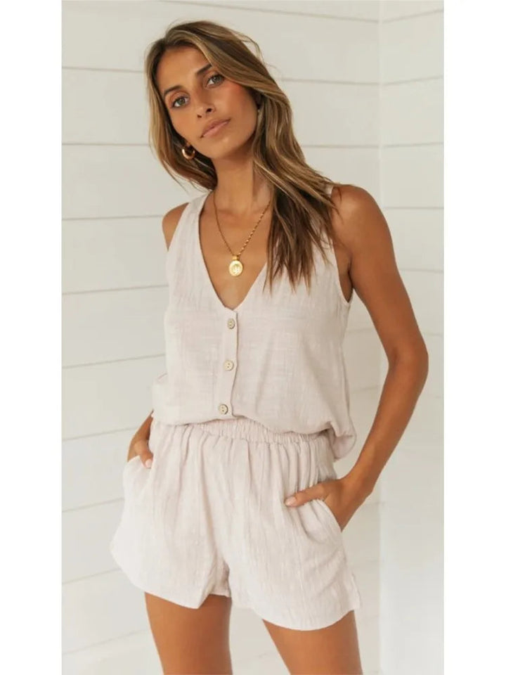 Renée - Dames V-hals Top en Shorts Set - Comfortabel en Trendy