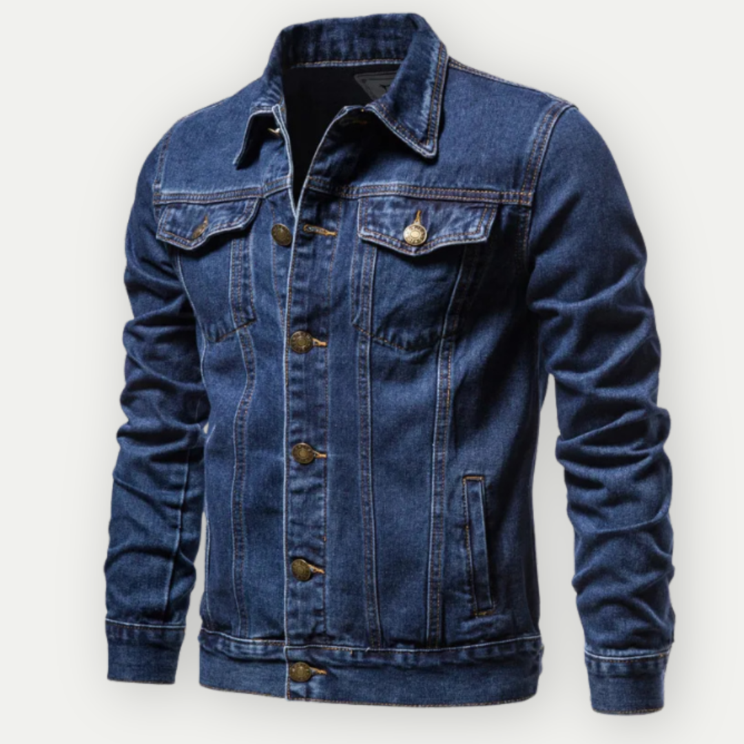 Damian | Robuust denim herfstjack voor heren met klassieke truckerstijl