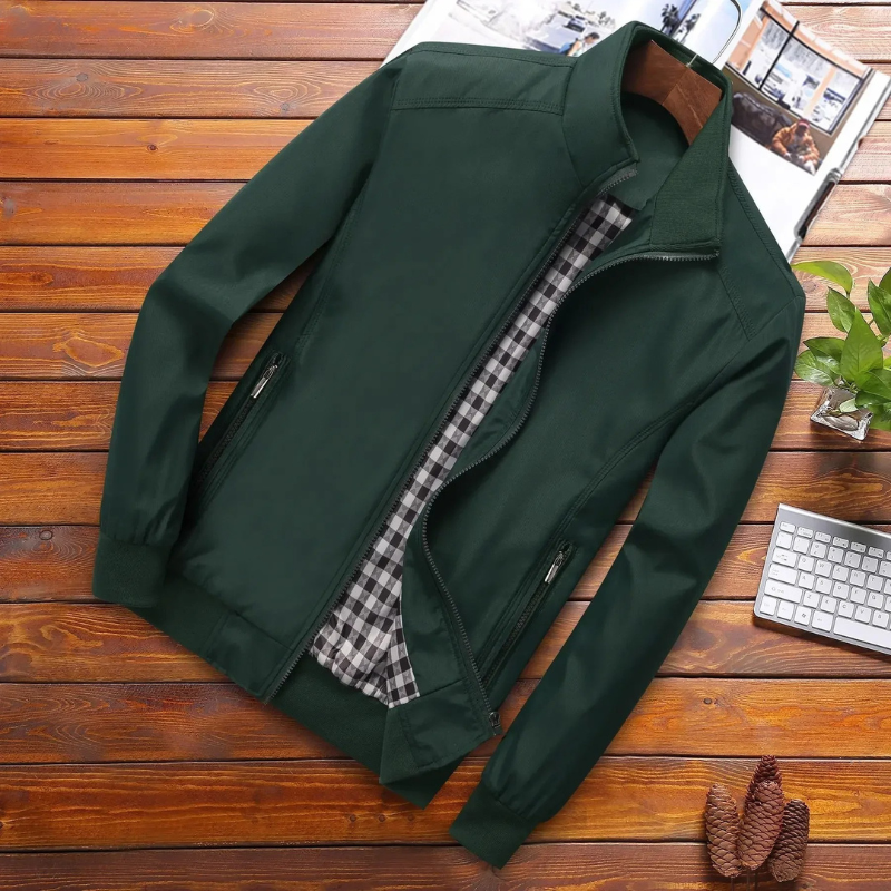 Théo | Winddichte ademende polyester zomerjas voor heren met gestructureerd kraagdesign
