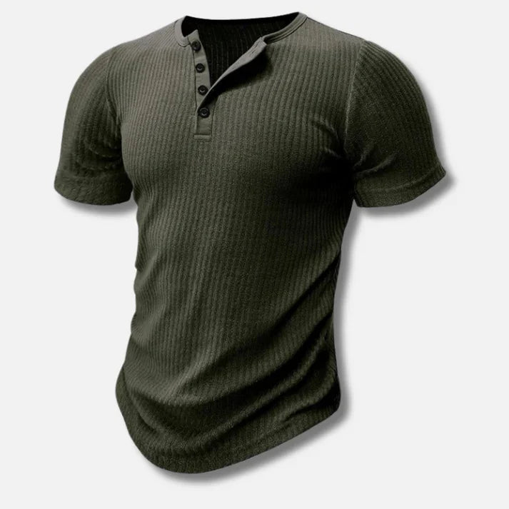 Dario | Lichtgewicht ademend katoenmix zomershirt voor heren met verfijnde Henley-hals