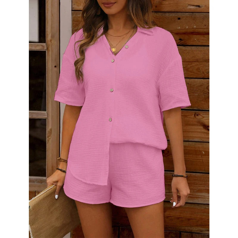 Noëlle - Dames V-hals Top en Broekje Set - Casual en Elegant