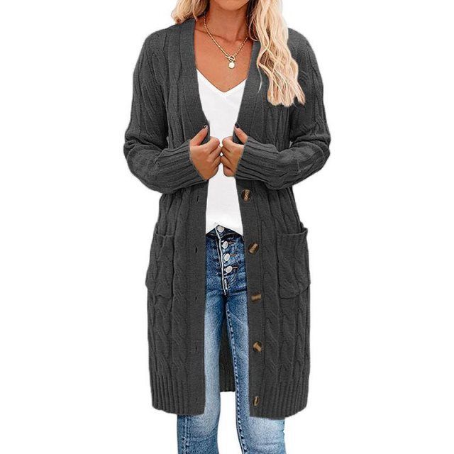 Fleur - Lang Gedraaid Gebreid Vest - Verfijnd & Modieus
