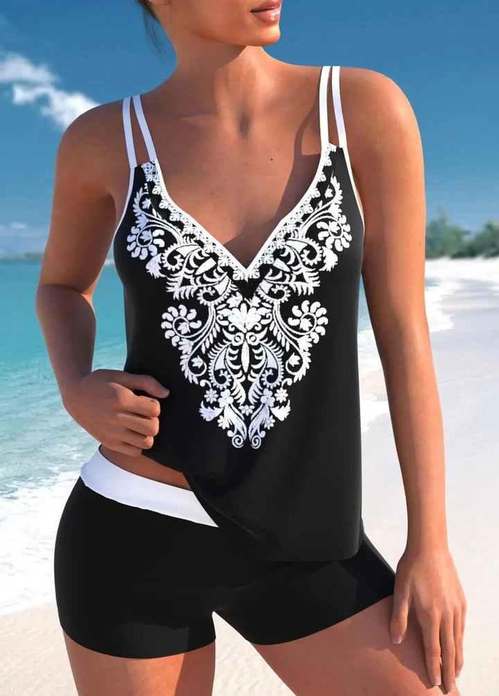 Noa - Dames Tankini - Bloemenprint en Zomers Design