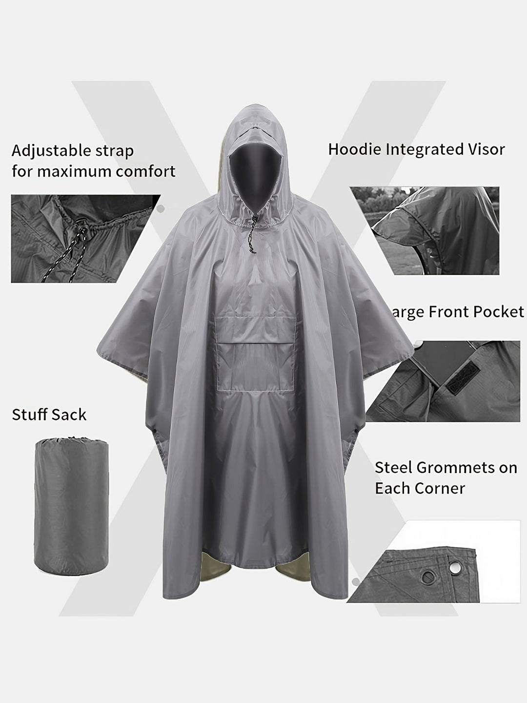Waterdichte poncho heren – Veelzijdige regenbescherming voor elke buitenactiviteit