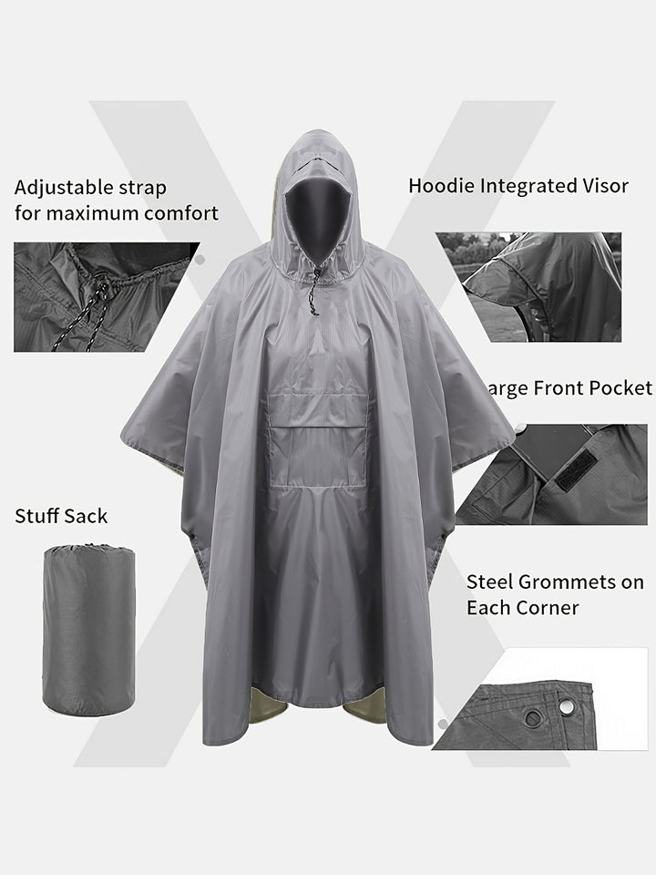 Waterdichte poncho heren – Veelzijdige regenbescherming voor elke buitenactiviteit