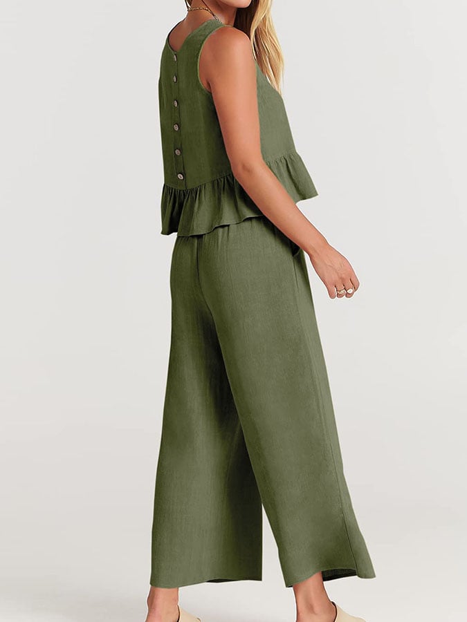 Lize - Dames Elegante Set - Tweedelige Outfit met Ruches Details