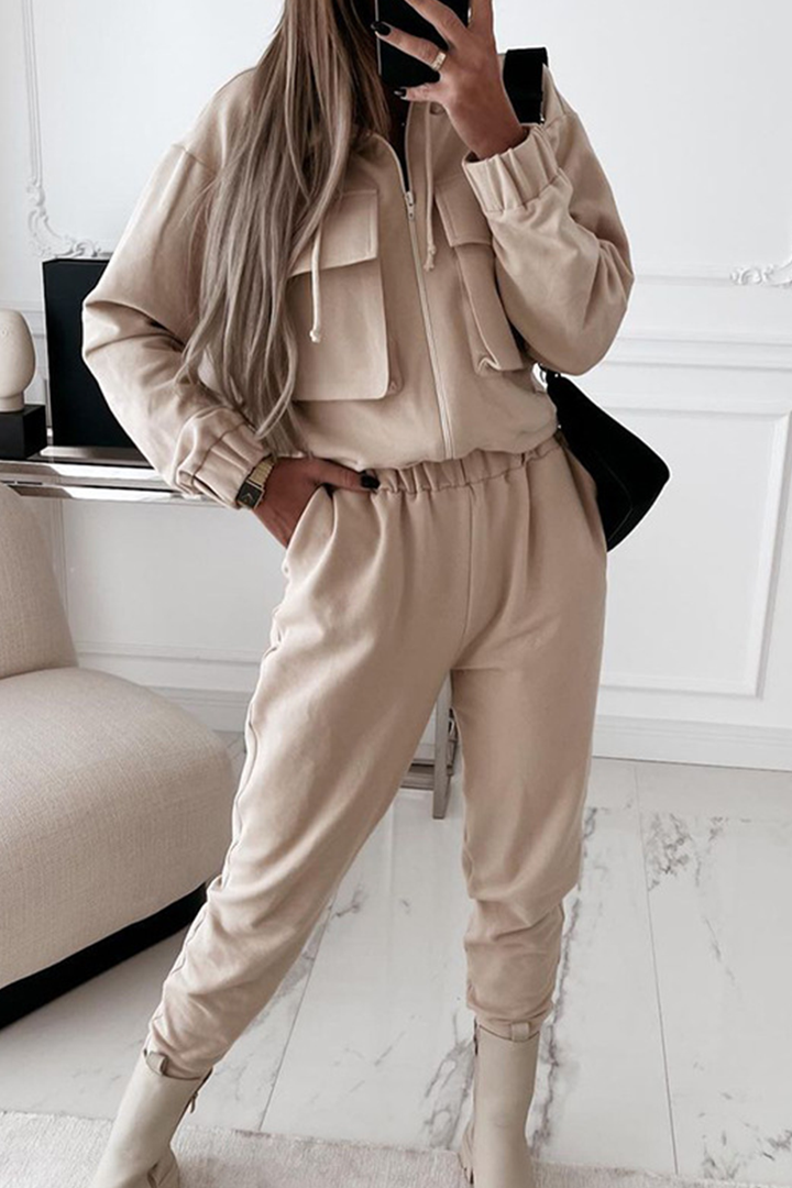 Lotte - Dames Tweedelige Set - Casual met Kraag, Ritssluiting en Lange Mouwen