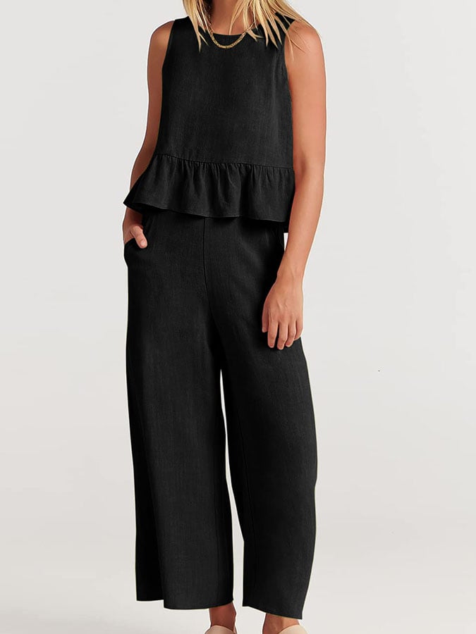 Lize - Dames Elegante Set - Tweedelige Outfit met Ruches Details