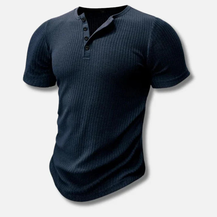 Dario | Lichtgewicht ademend katoenmix zomershirt voor heren met verfijnde Henley-hals