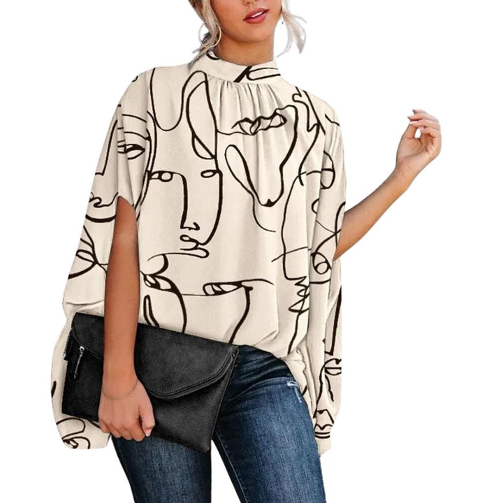 Isabeau Dames Elegante Blouse – Hoge kraag met luxe patroon, stijlvol en verfijnd