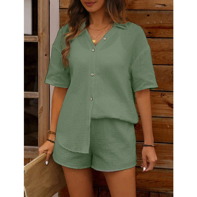 Noëlle - Dames V-hals Top en Broekje Set - Casual en Elegant