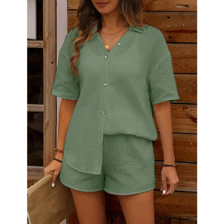 Noëlle - Dames V-hals Top en Broekje Set - Casual en Elegant