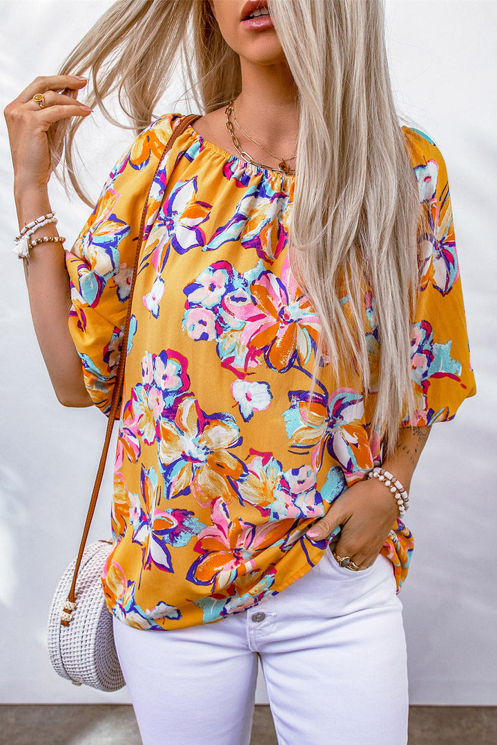 Eva - Dames Blouse - Bloemenprint met Elastische Taille voor een Comfortabele Pasvorm