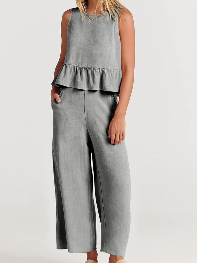 Lize - Dames Elegante Set - Tweedelige Outfit met Ruches Details