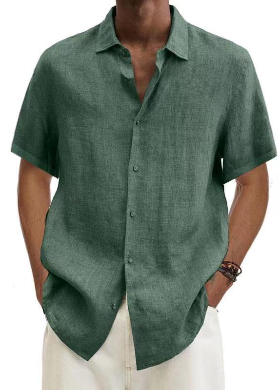 Heren overhemd korte mouw – Minimalistisch katoenen-linnen shirt voor stijlvolle zomerse dagen