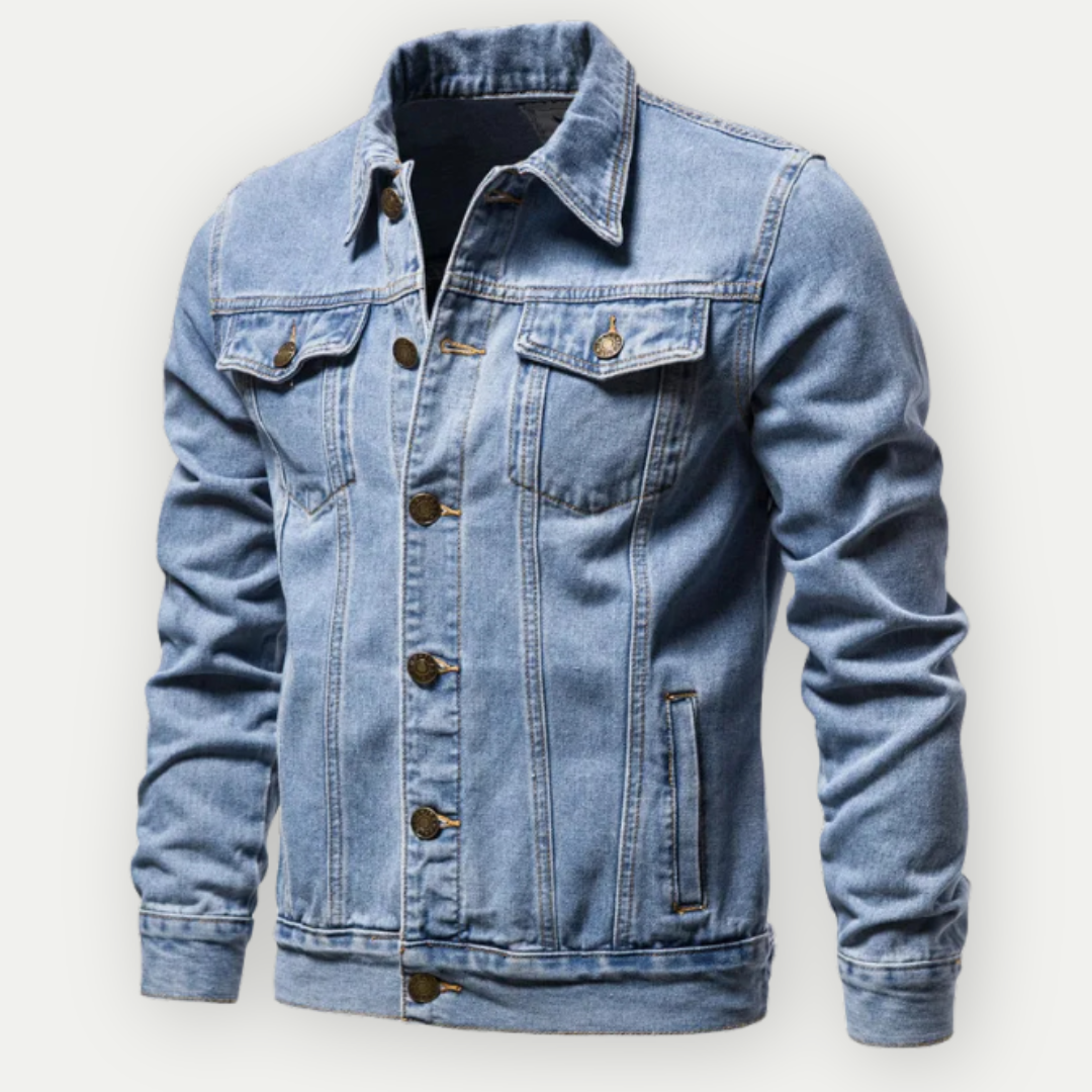 Damian | Robuust denim herfstjack voor heren met klassieke truckerstijl