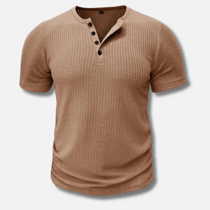 Dario | Lichtgewicht ademend katoenmix zomershirt voor heren met verfijnde Henley-hals